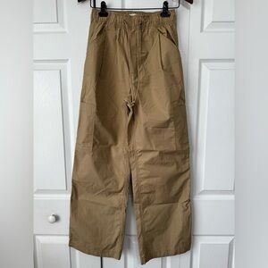 H&M Cargo Pants Womens XS Tan Wide Leg Drawstring Utility Pants